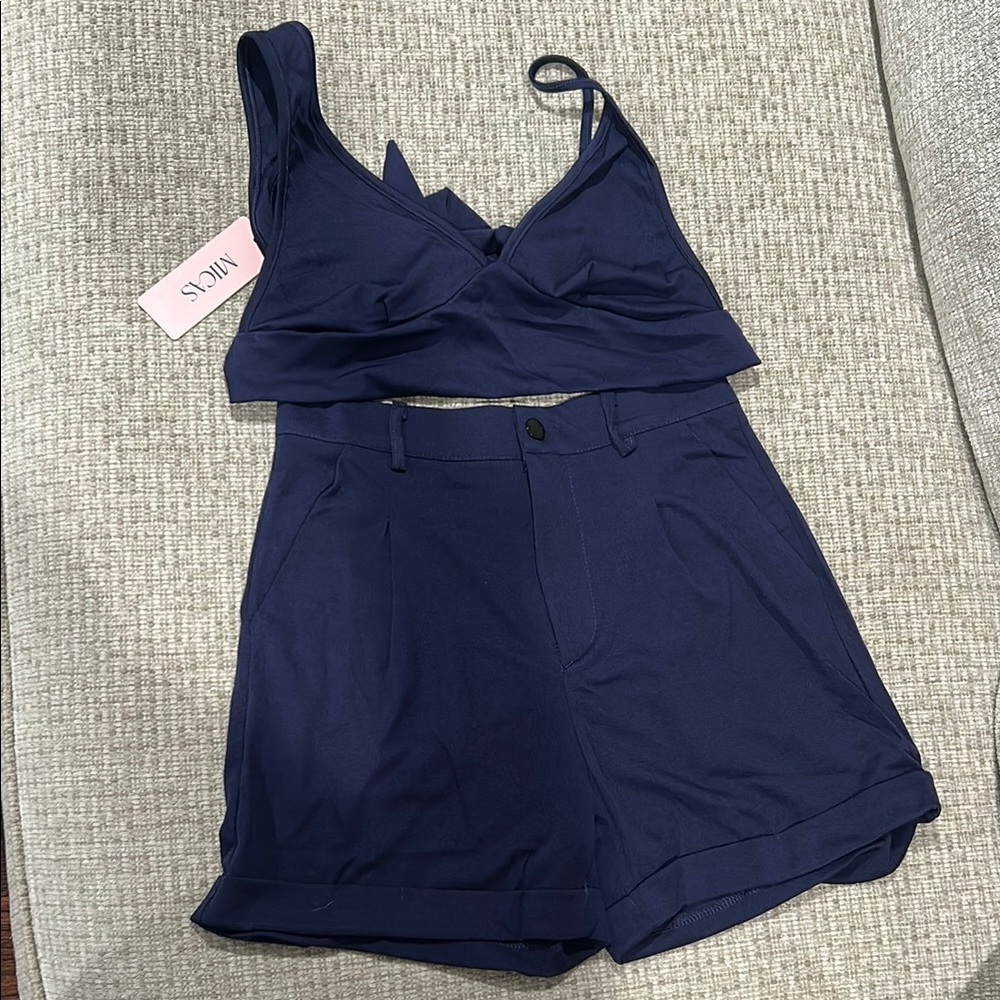 Navy Blue Two-Piece Set